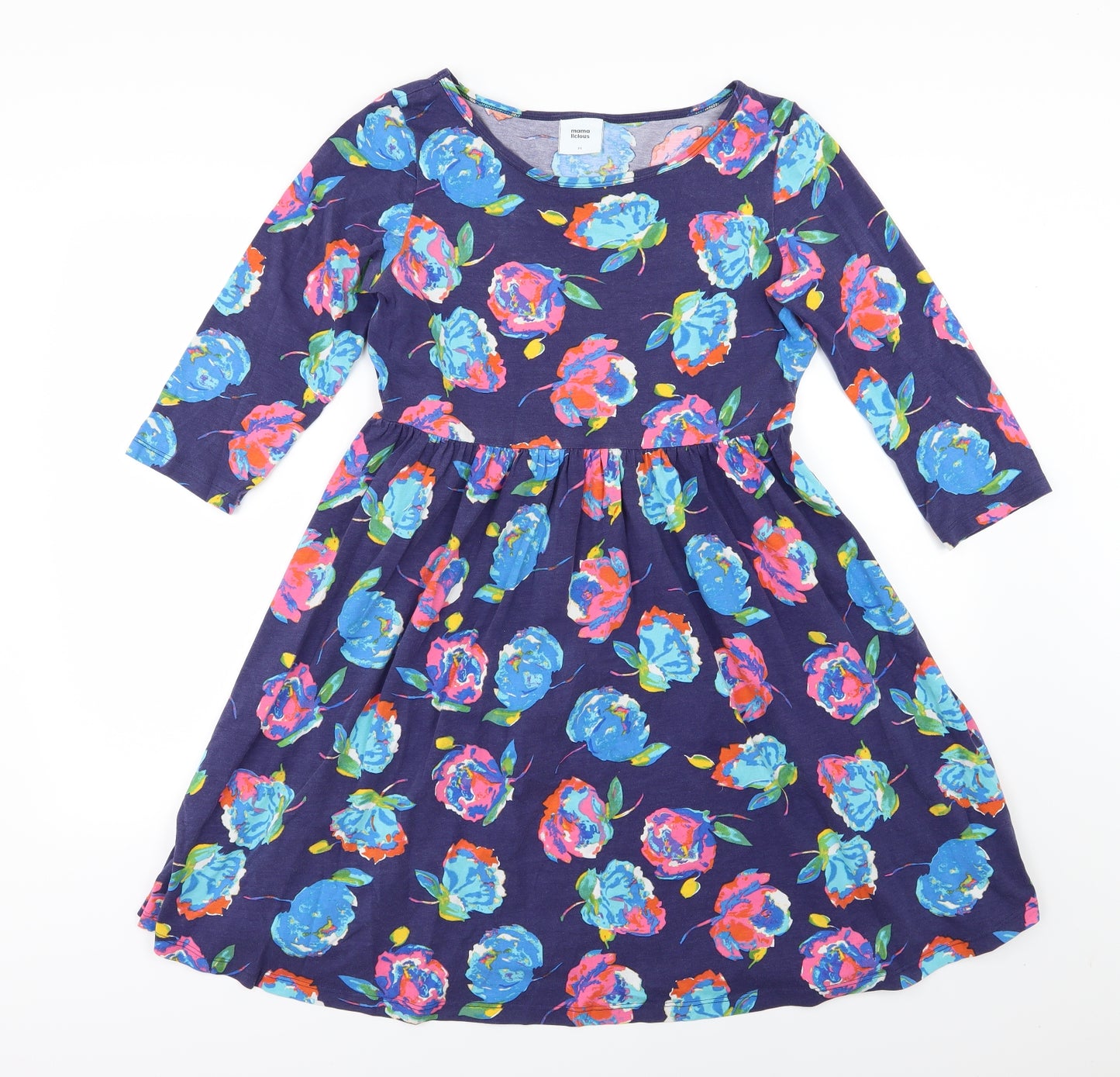 Mama-licious Womens Blue Floral Jersey Skater Dress  Size M