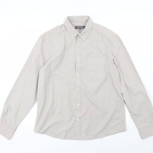 Marks and Spencer Mens Brown Striped   Button-Up Size M