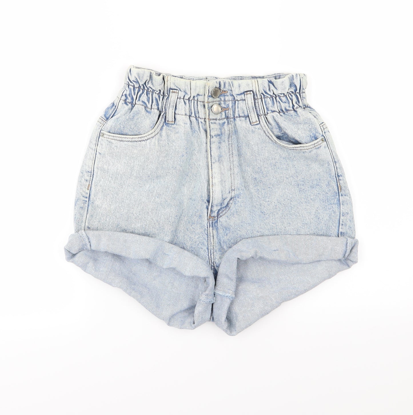 Denim & Co. Womens Blue  Denim Paperbag Shorts Size 8