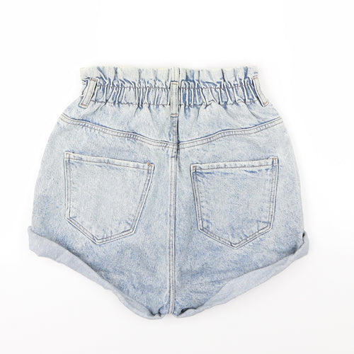 Denim & Co. Womens Blue  Denim Paperbag Shorts Size 8