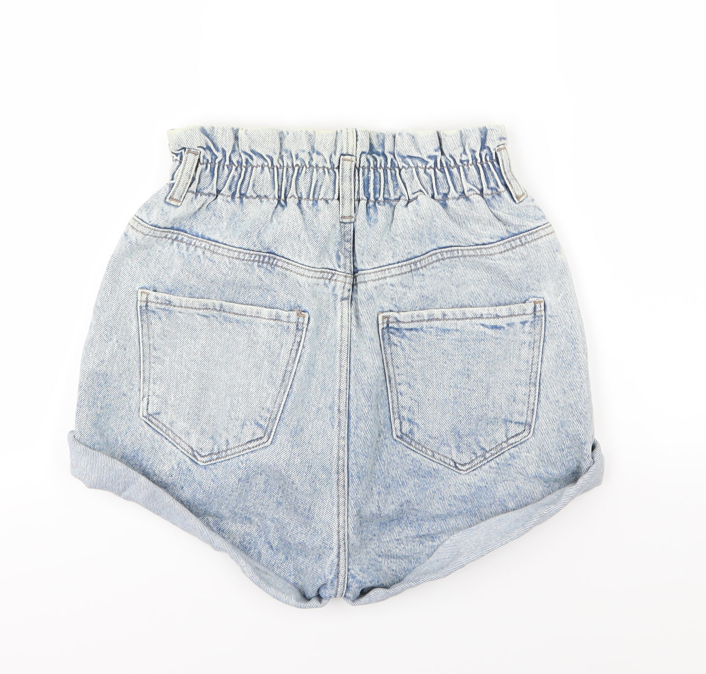 Denim & Co. Womens Blue  Denim Paperbag Shorts Size 8