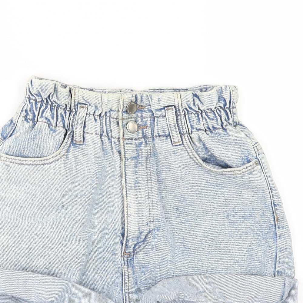 Denim & Co. Womens Blue  Denim Paperbag Shorts Size 8