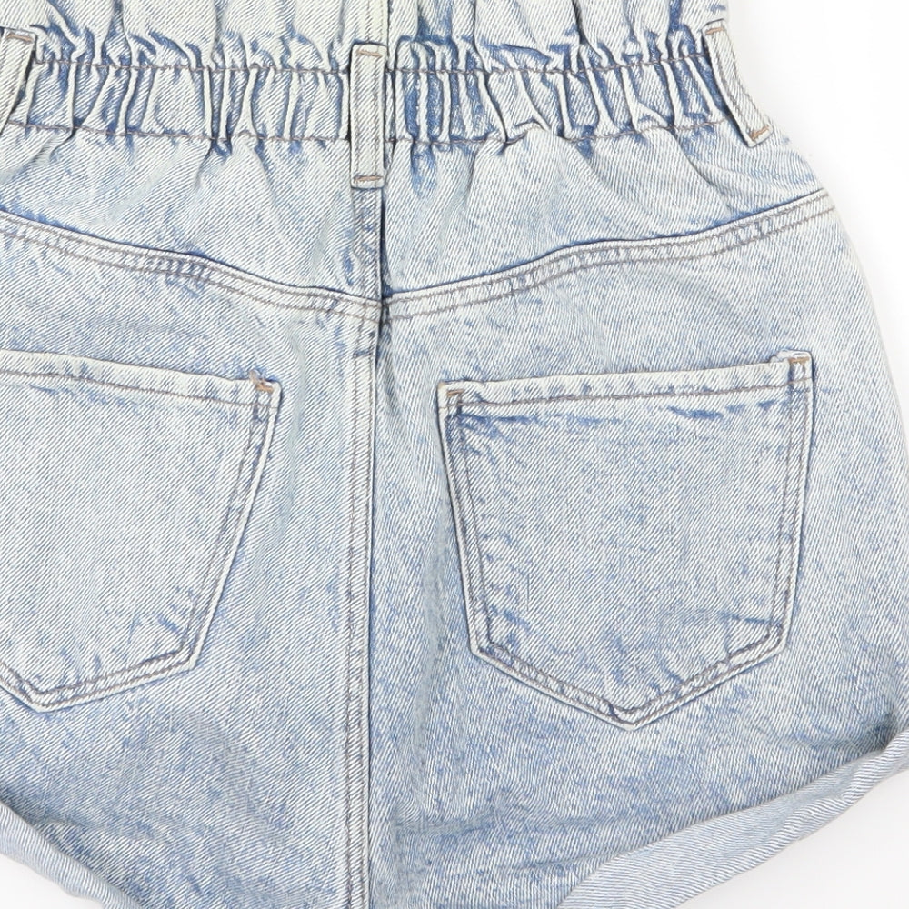 Denim & Co. Womens Blue  Denim Paperbag Shorts Size 8