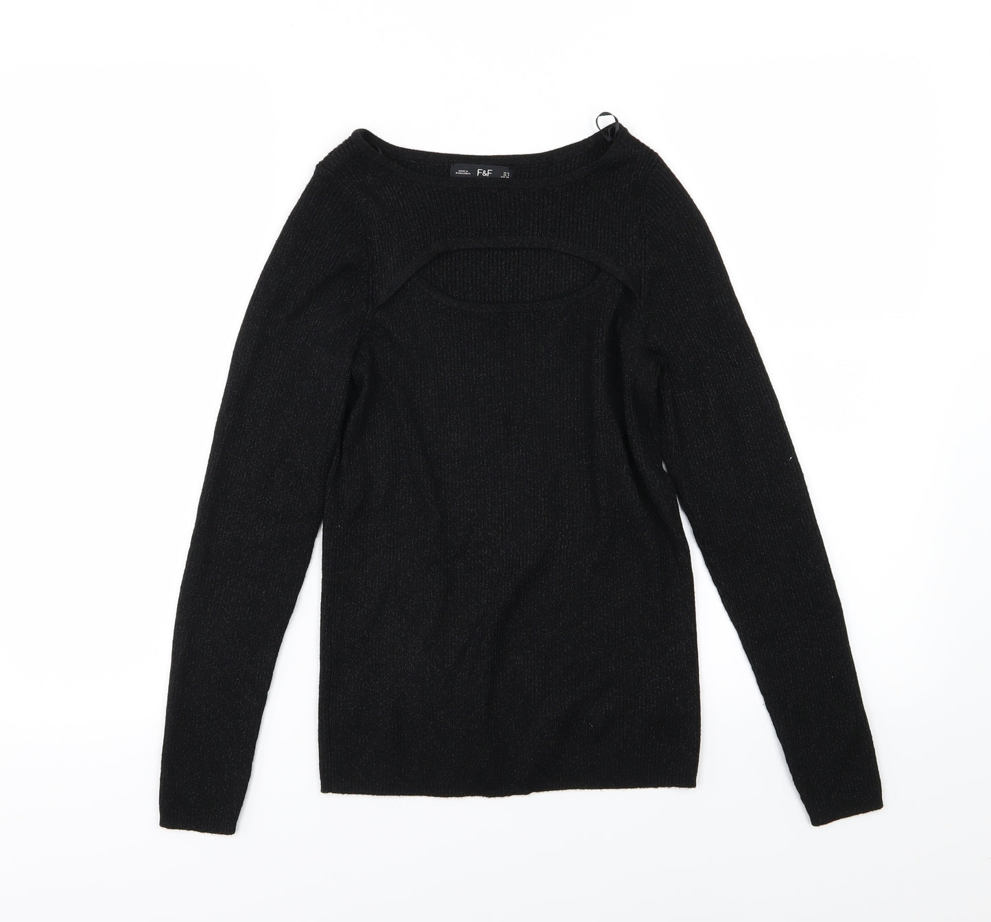 F&F Womens Black  Knit Pullover Jumper Size 10