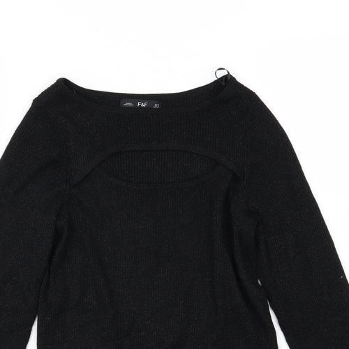 F&F Womens Black  Knit Pullover Jumper Size 10