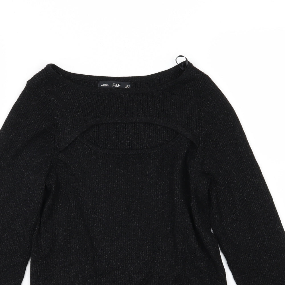 F&F Womens Black  Knit Pullover Jumper Size 10