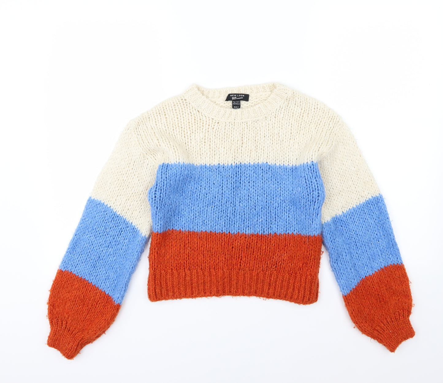 New Look Girls Multicoloured Striped Knit Pullover Jumper Size 10-11 Years
