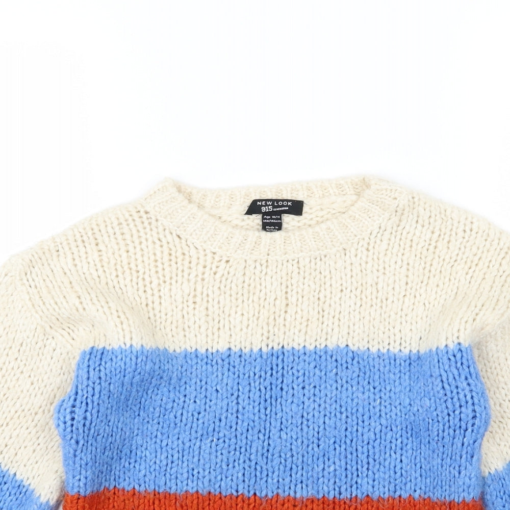 New Look Girls Multicoloured Striped Knit Pullover Jumper Size 10-11 Years