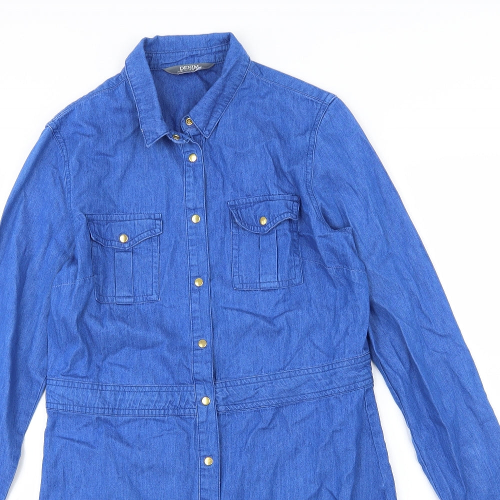 Dorothy Perkins Womens Blue  Denim Shirt Dress  Size 10