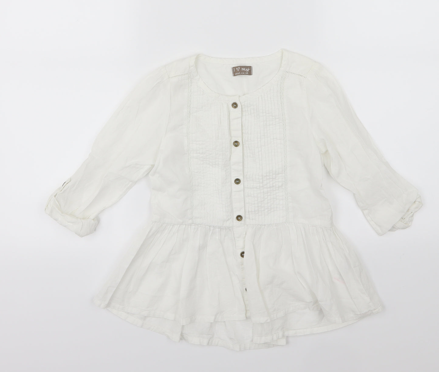 NEXT Girls White  Woven Basic Blouse Size 6 Years