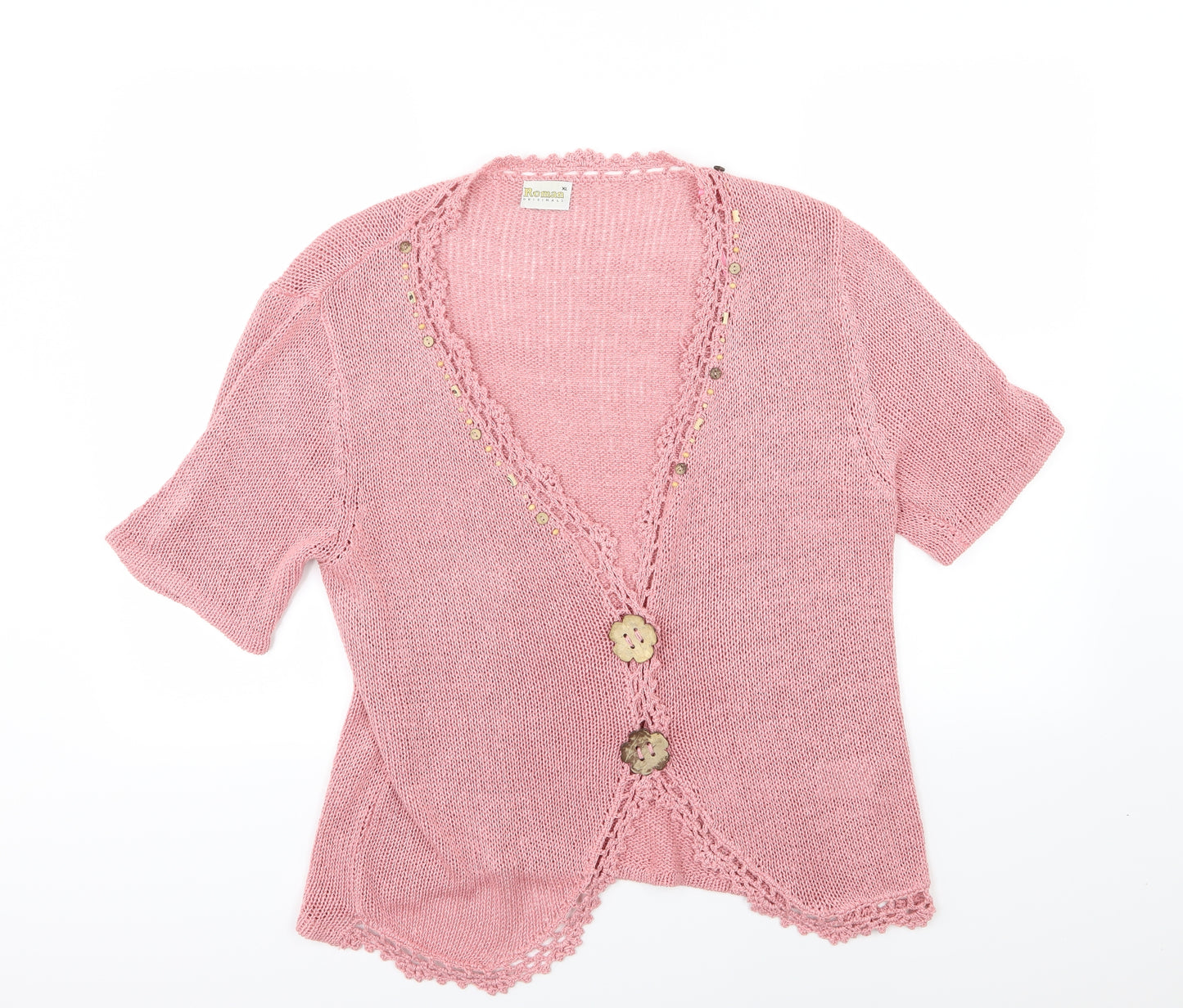 Roman Womens Pink  Knit Cardigan Jumper Size XL