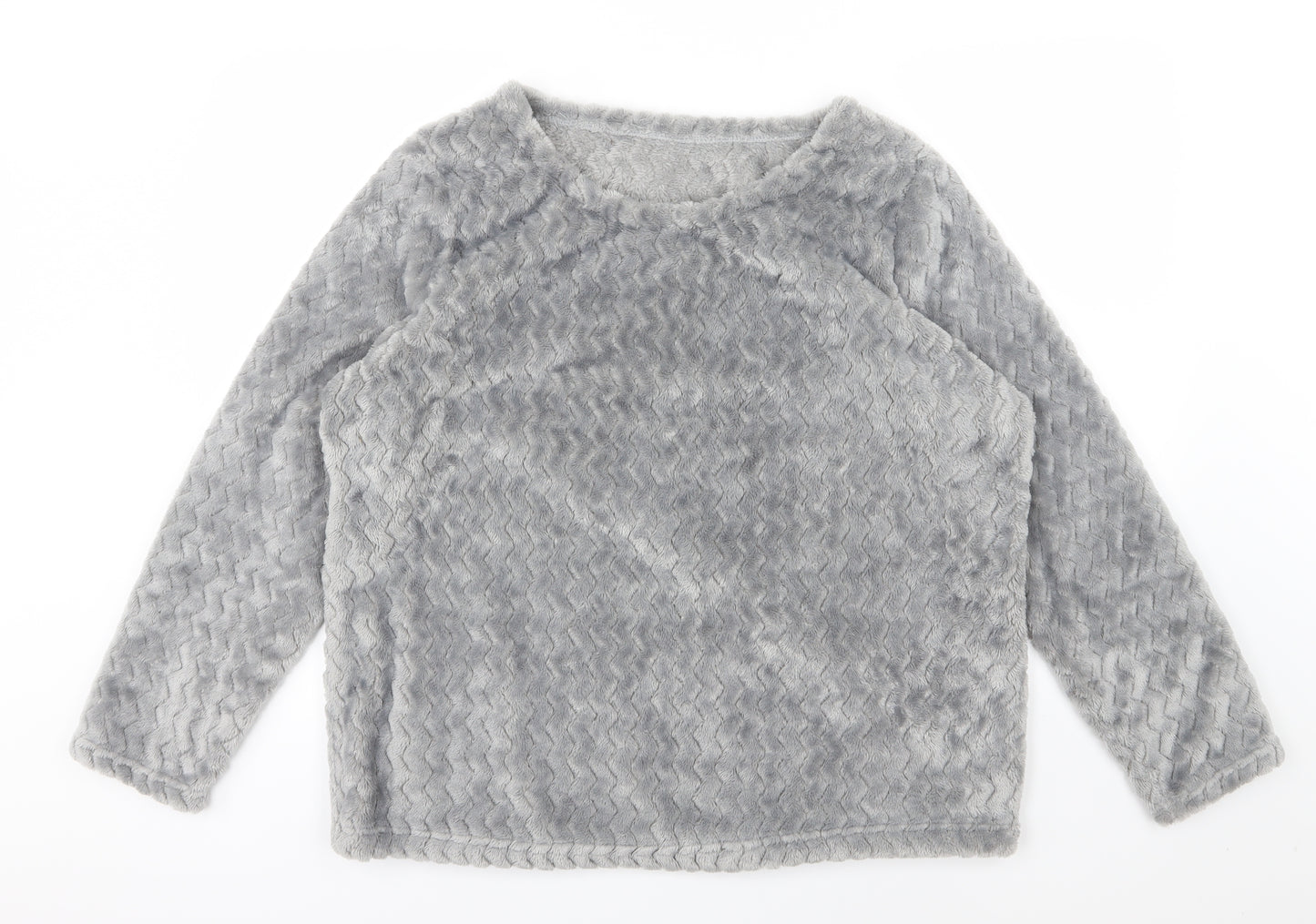 George Womens Grey Striped Fleece Top Pyjama Top Size 16