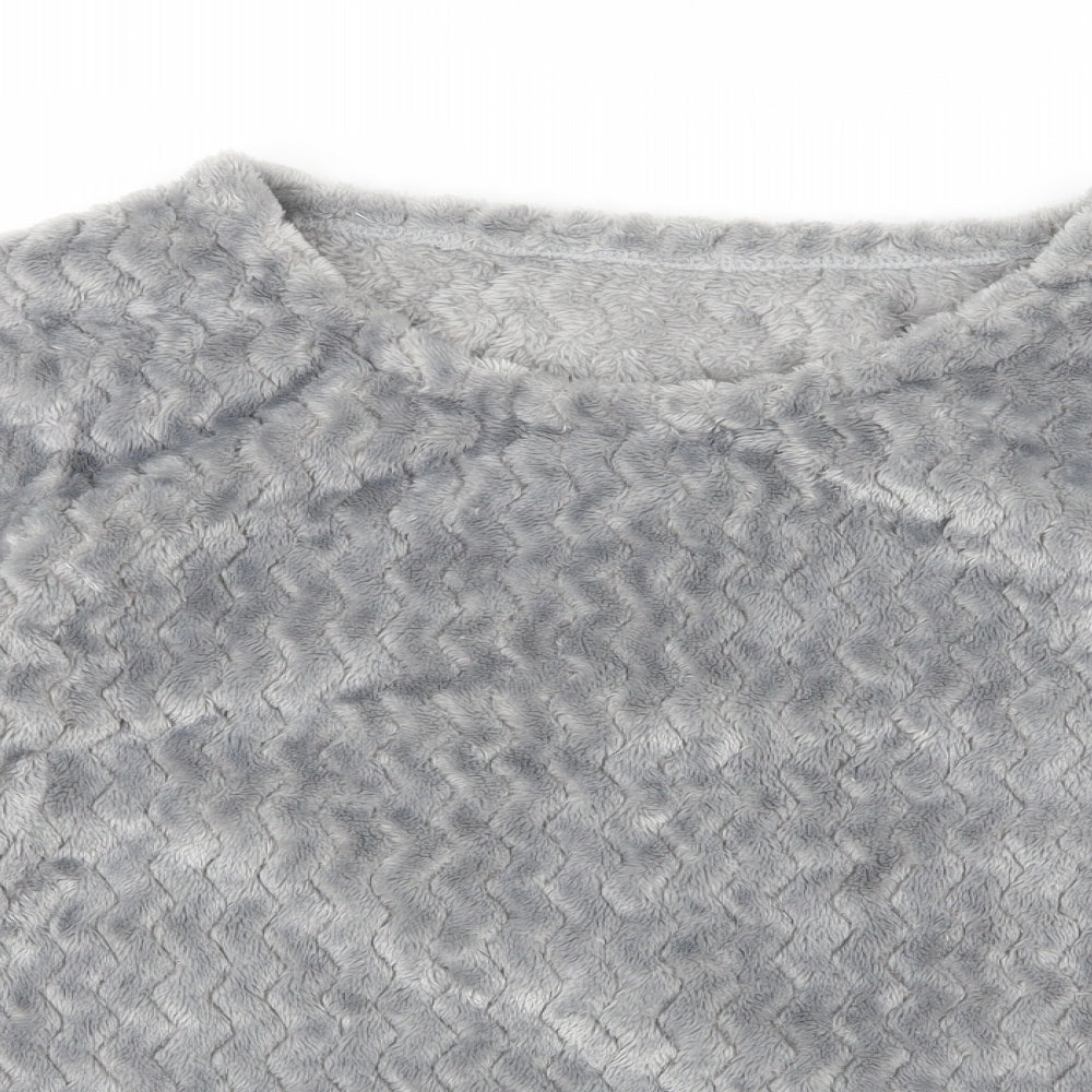 George Womens Grey Striped Fleece Top Pyjama Top Size 16