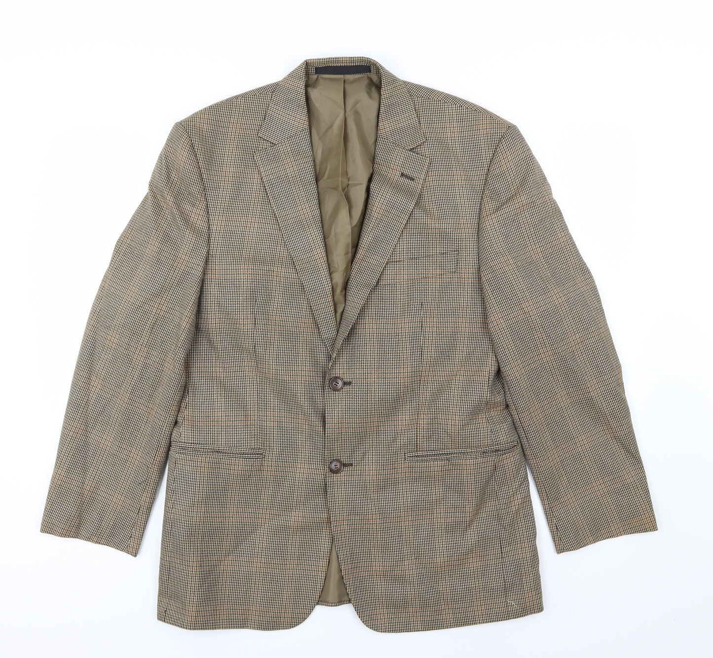 Marks and Spencer Mens Brown Houndstooth Rayon Jacket Suit Jacket Size 38