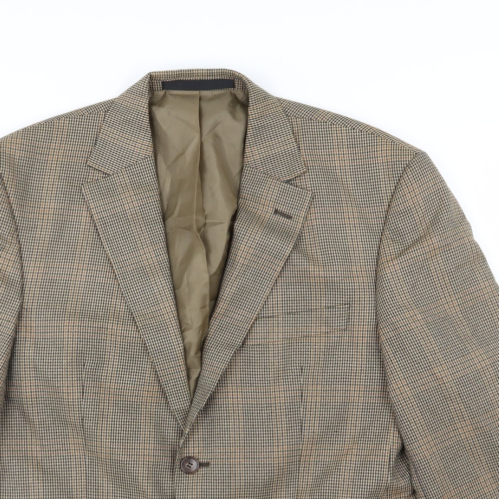 Marks and Spencer Mens Brown Houndstooth Rayon Jacket Suit Jacket Size 38