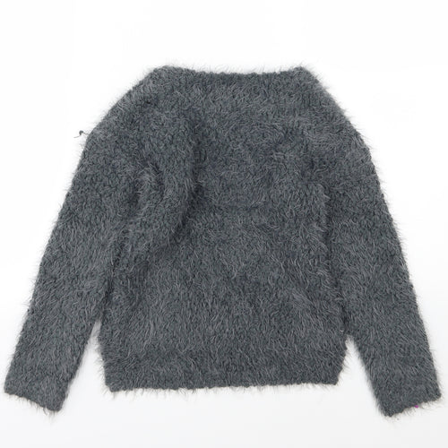 NEXT Girls Grey  Knit Pullover Jumper Size 6 Years