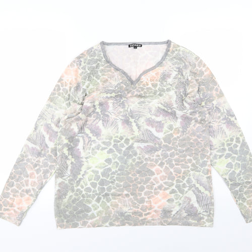 Casamia Womens Multicoloured Geometric Knit Pullover Jumper Size L