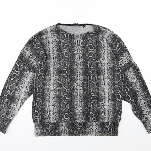 Dorothy Perkins Womens Grey Animal Print Knit Pullover Jumper Size 12