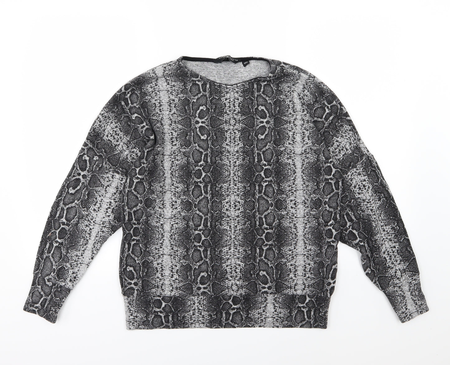 Dorothy Perkins Womens Grey Animal Print Knit Pullover Jumper Size 12