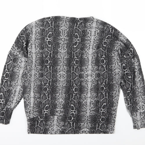 Dorothy Perkins Womens Grey Animal Print Knit Pullover Jumper Size 12