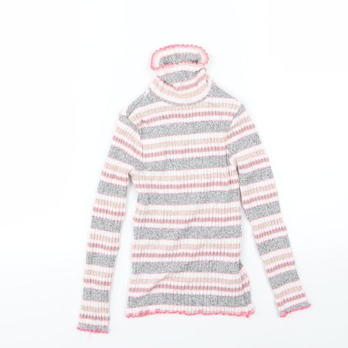 M&Co Girls Multicoloured Striped Knit Pullover Jumper Size 5-6 Years