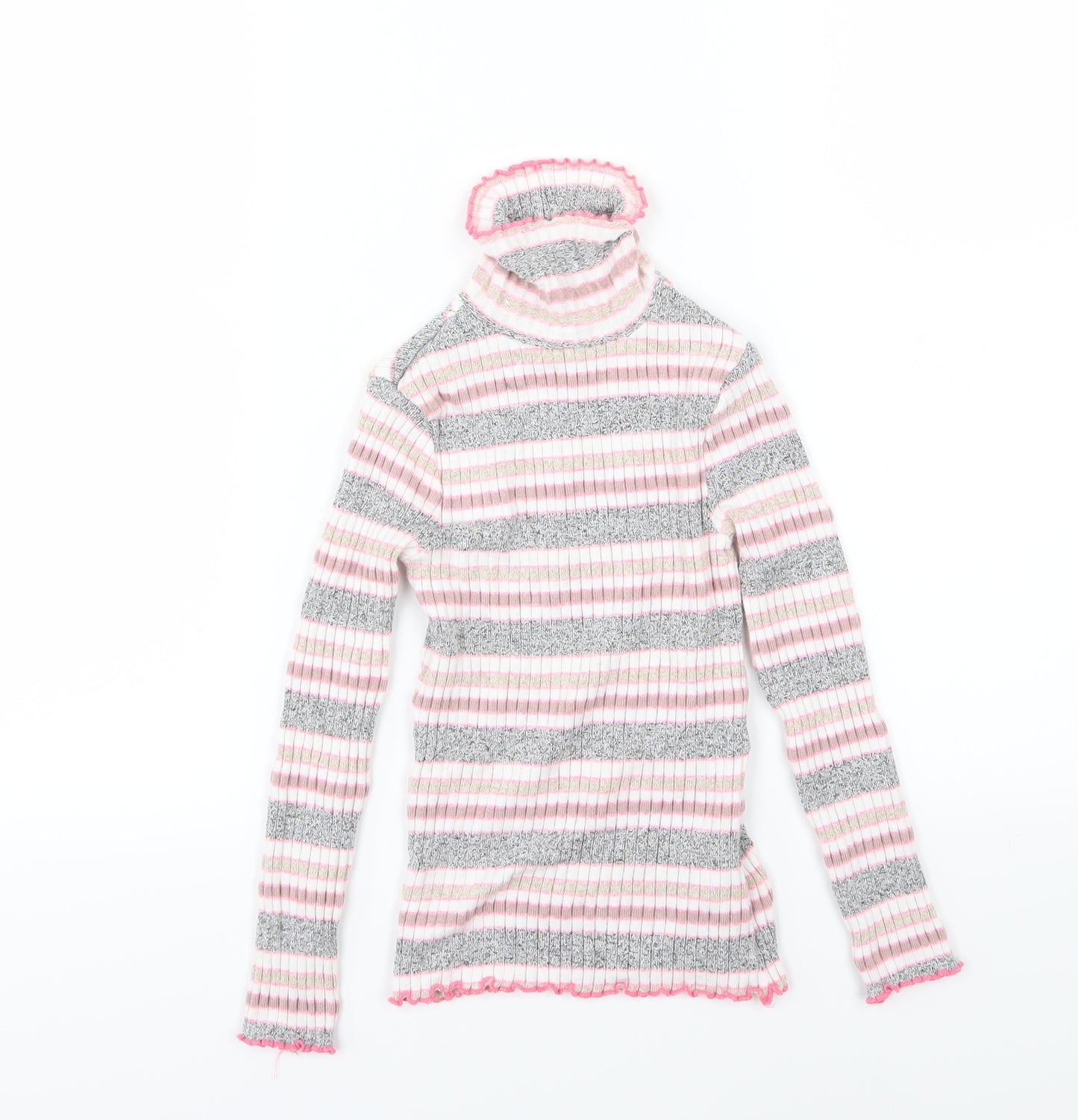 M&Co Girls Multicoloured Striped Knit Pullover Jumper Size 5-6 Years