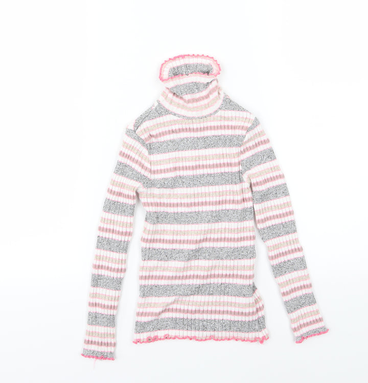 M&Co Girls Multicoloured Striped Knit Pullover Jumper Size 5-6 Years