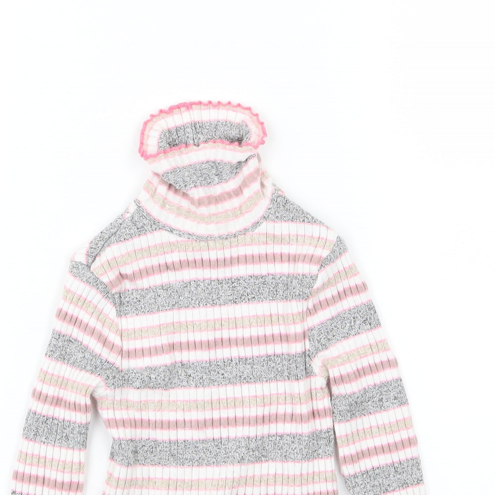 M&Co Girls Multicoloured Striped Knit Pullover Jumper Size 5-6 Years