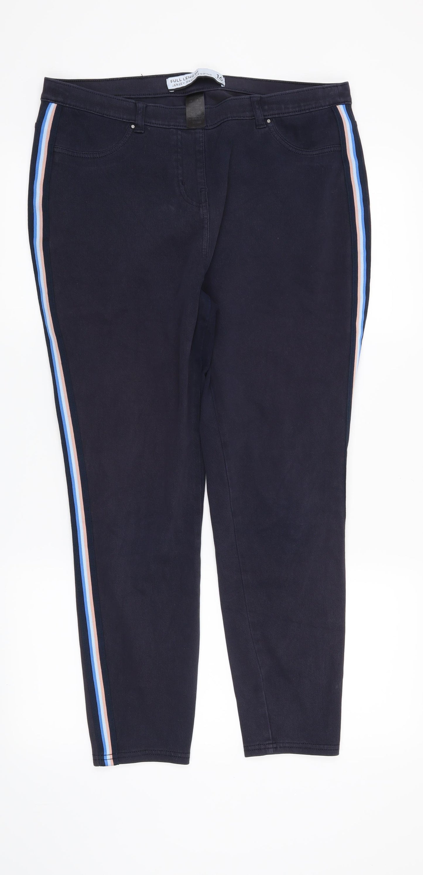 NEXT Womens Blue Striped  Jegging Jeans Size 16 L25 in