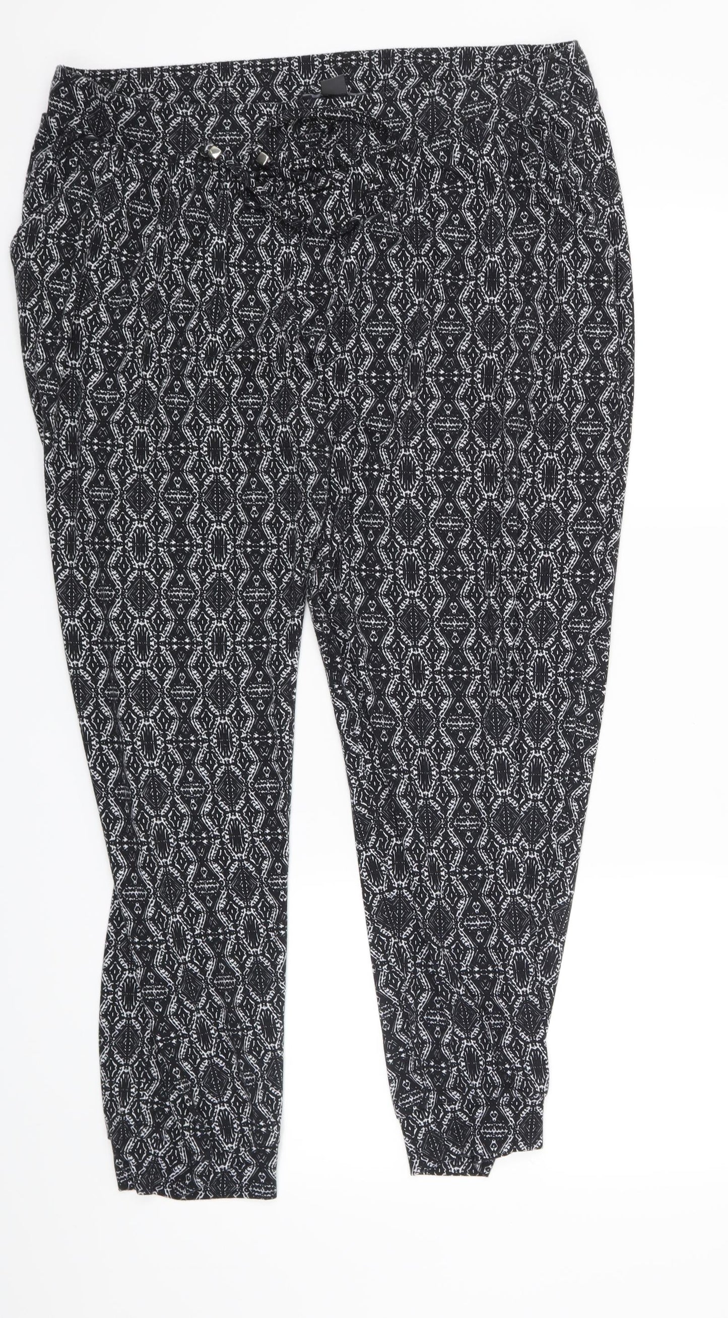 Primark Womens Black Geometric  Trousers  Size 18 L27 in