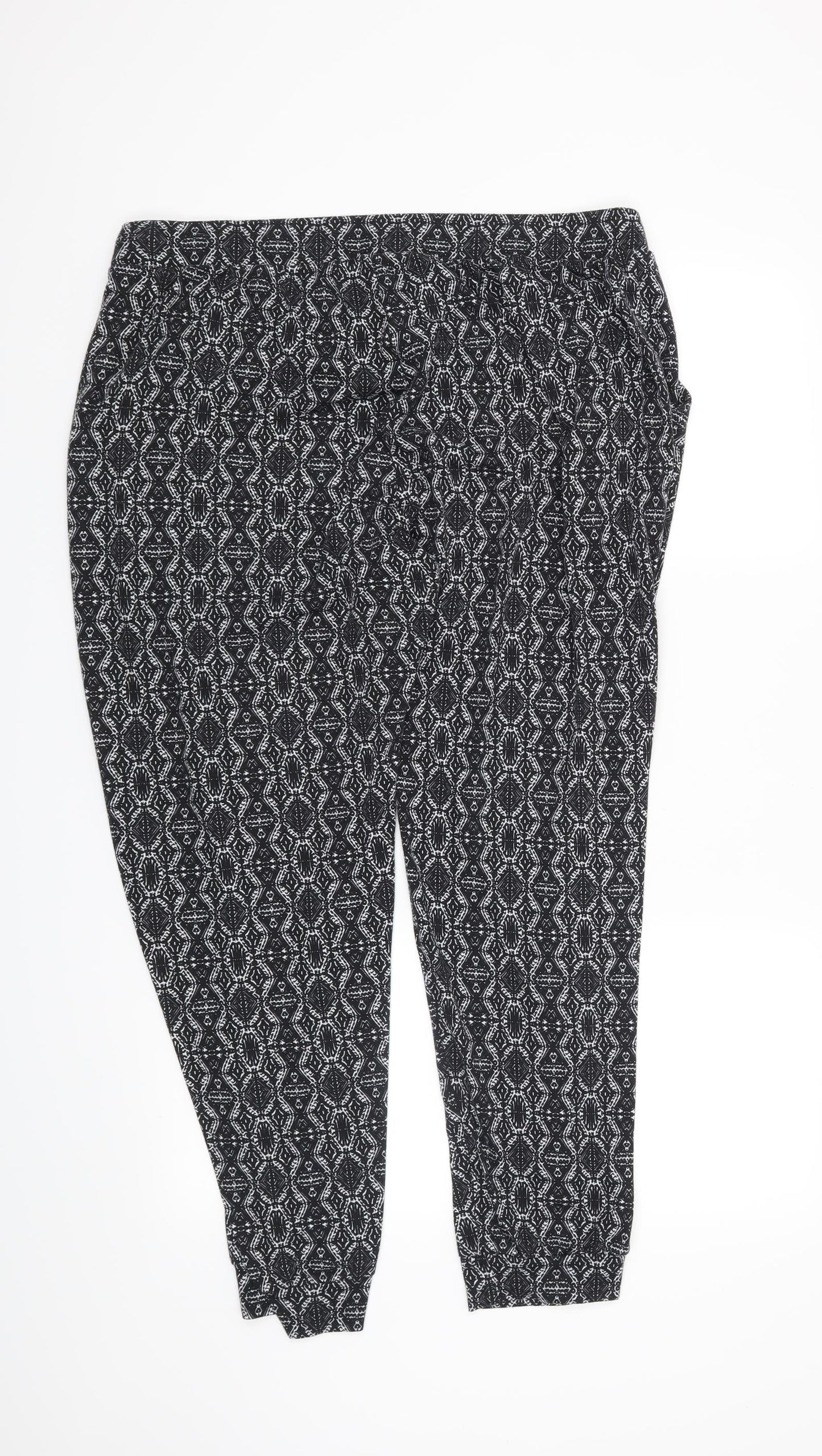 Primark Womens Black Geometric  Trousers  Size 18 L27 in