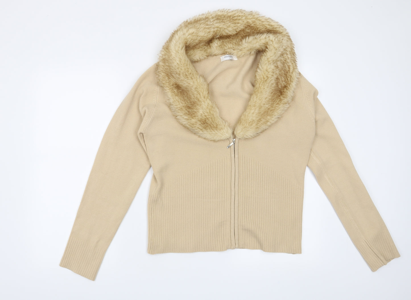 Editions Womens Beige   Cardigan Jumper Size L