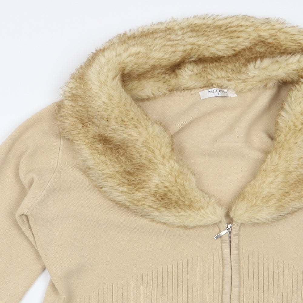 Editions Womens Beige   Cardigan Jumper Size L