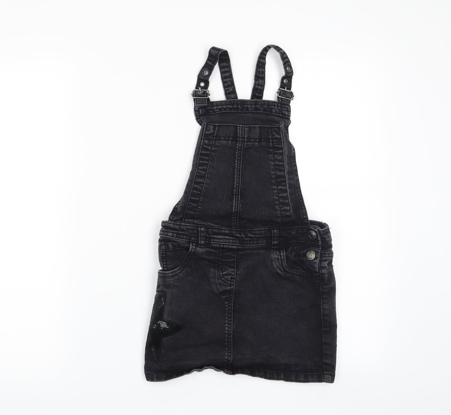 George Girls Black   Pinafore/Dungaree Dress  Size 7-8 Years  - Star