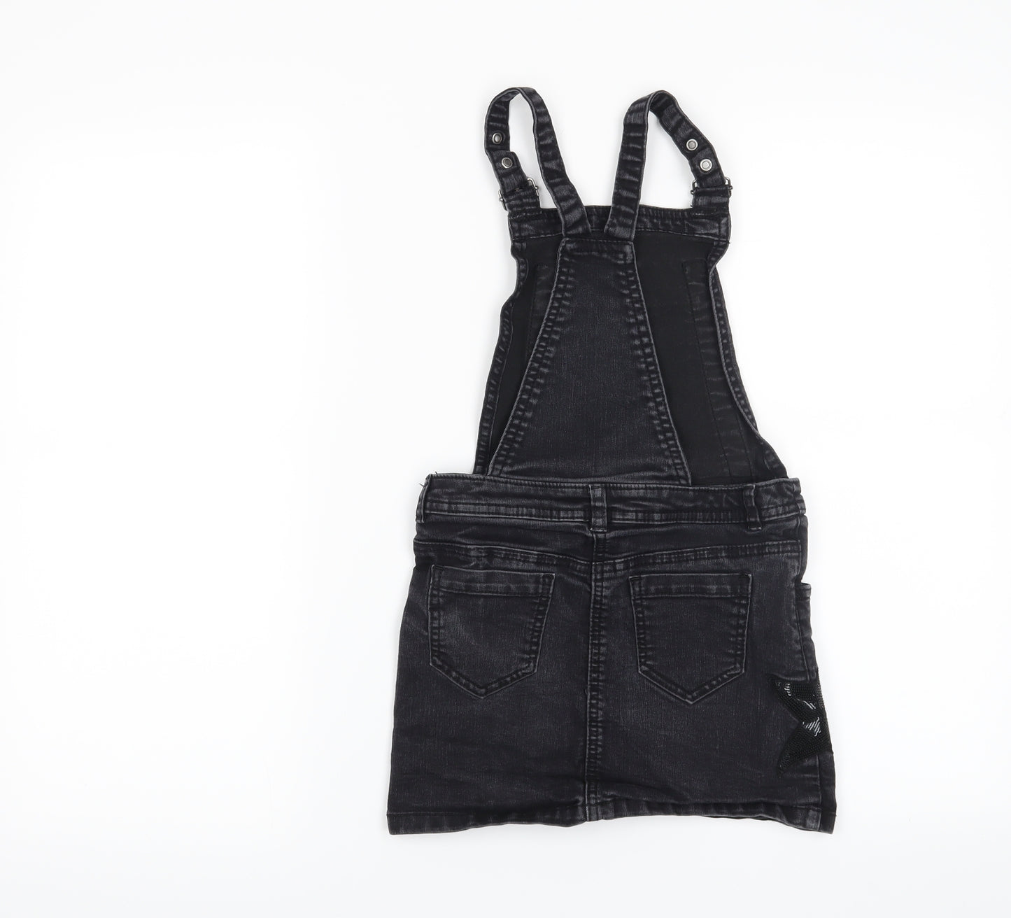 George Girls Black   Pinafore/Dungaree Dress  Size 7-8 Years  - Star