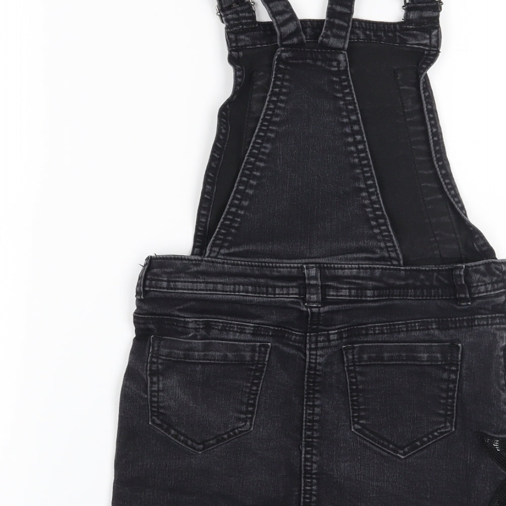 George Girls Black   Pinafore/Dungaree Dress  Size 7-8 Years  - Star
