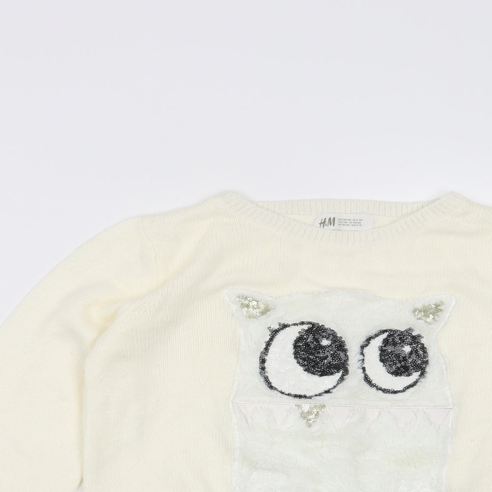 H&M Girls Beige   Pullover Jumper Size 9-10 Years  - Monster