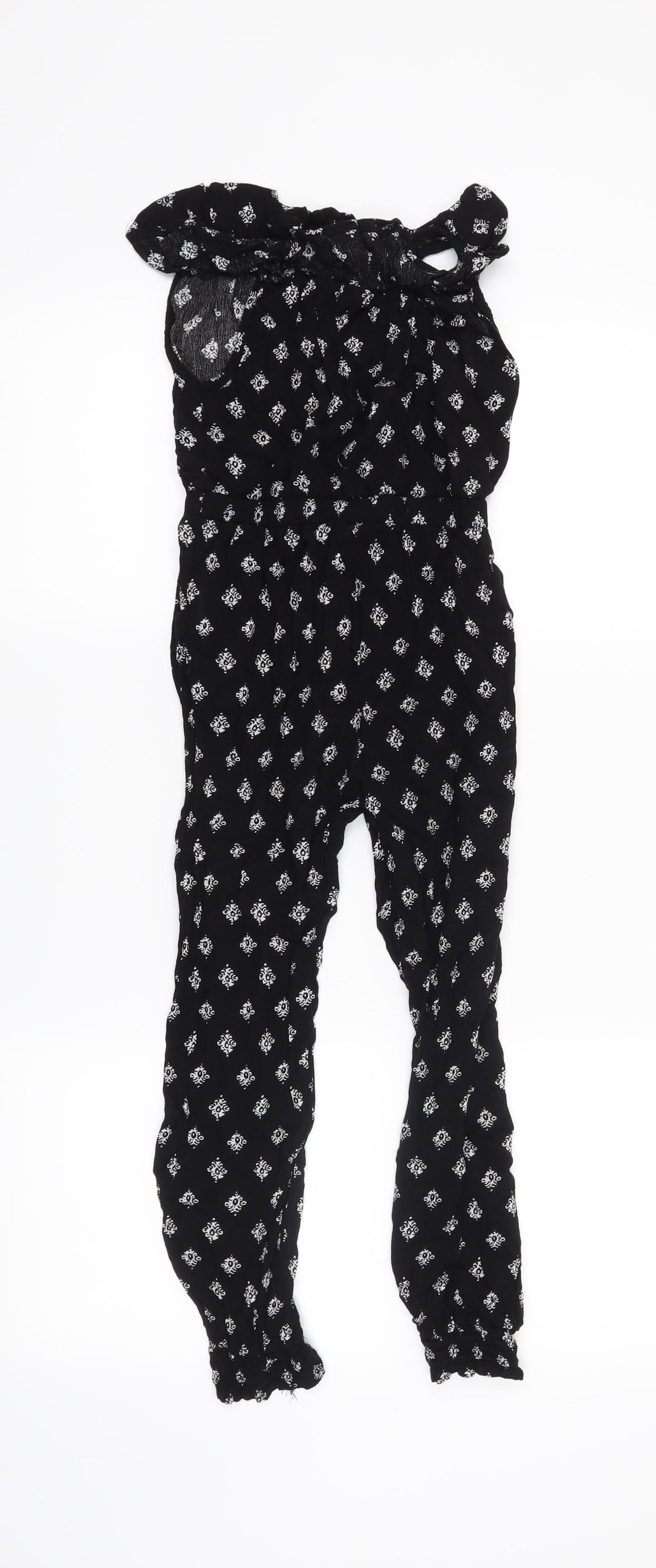 Young Dimension Girls Black Geometric  Jumpsuit One-Piece Size 6-7 Years