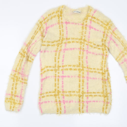 Miss Selfridge Womens Beige Check  Pullover Jumper Size 10
