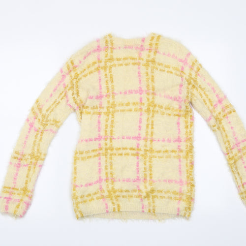 Miss Selfridge Womens Beige Check  Pullover Jumper Size 10