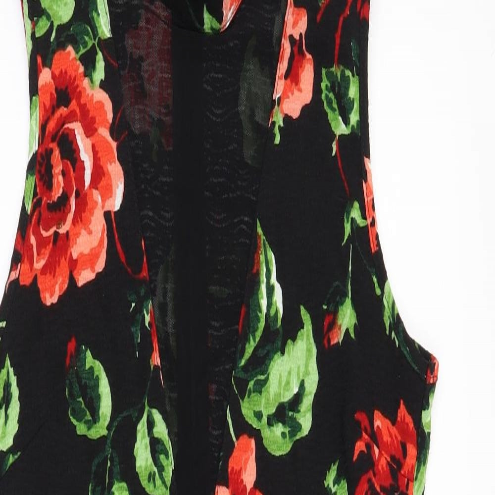 Missguided Womens Black Floral  Shift  Size 8