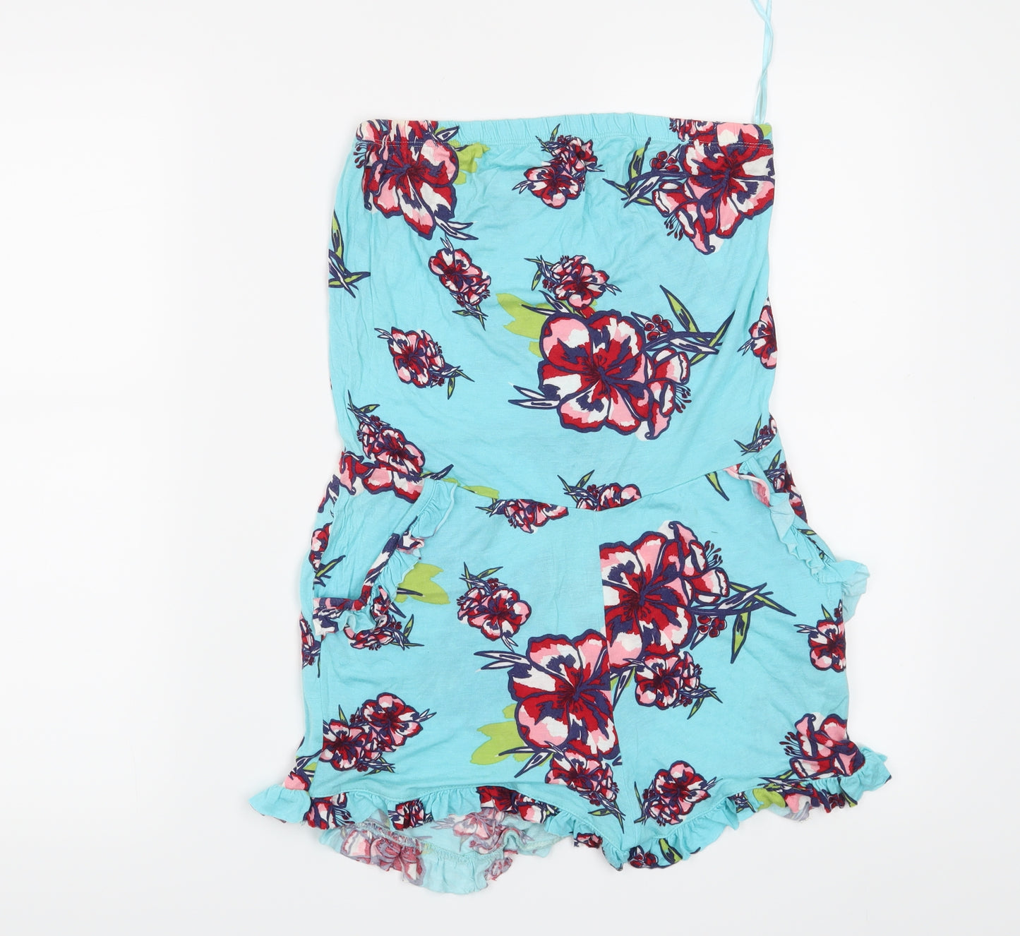 River Island Womens Blue Floral  Playsuit One-Piece Size 10