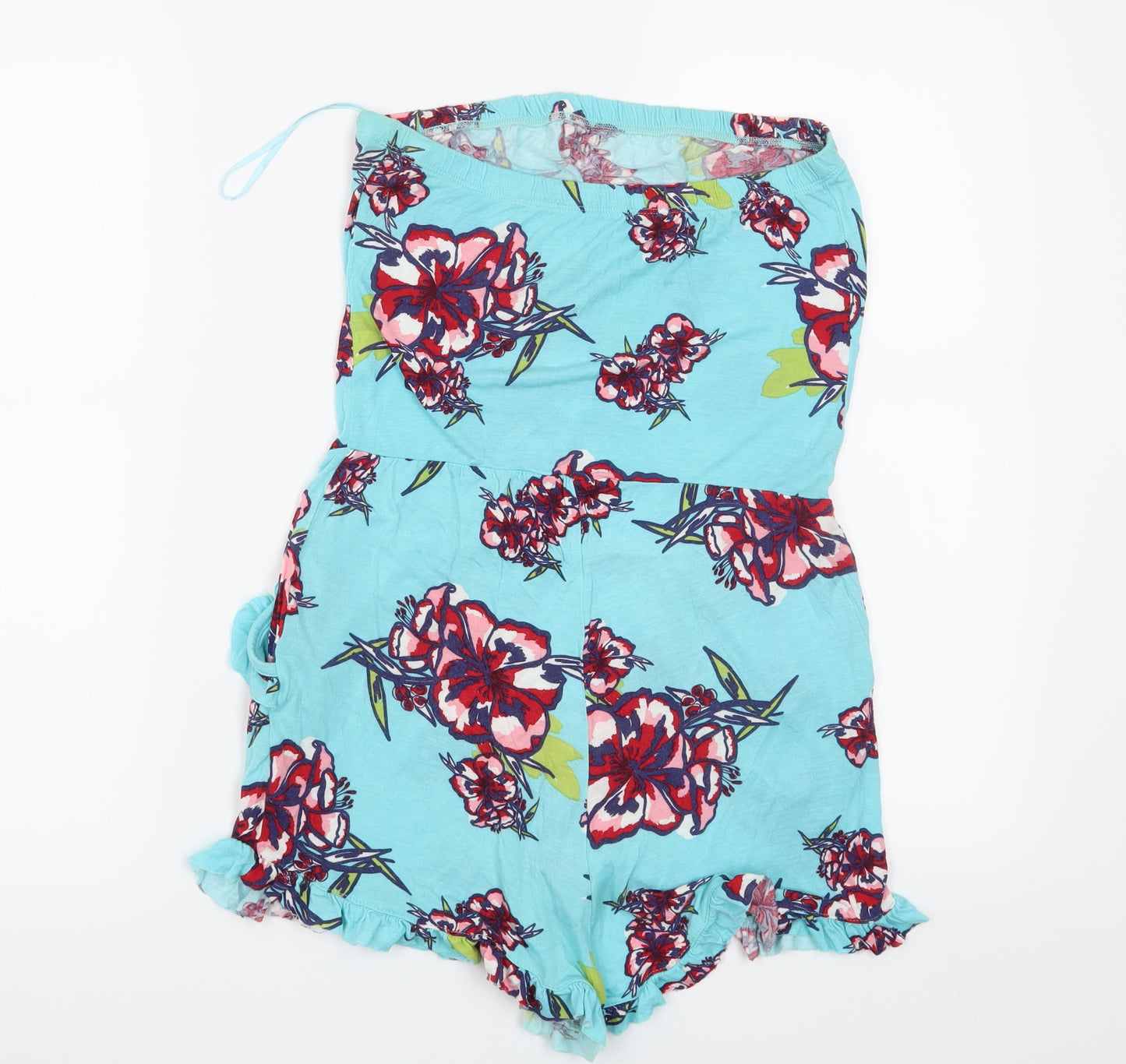 River Island Womens Blue Floral  Playsuit One-Piece Size 10