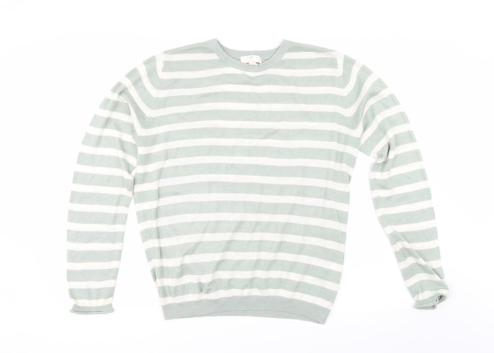 H&M Womens Green Striped Pullover Jumper Size M