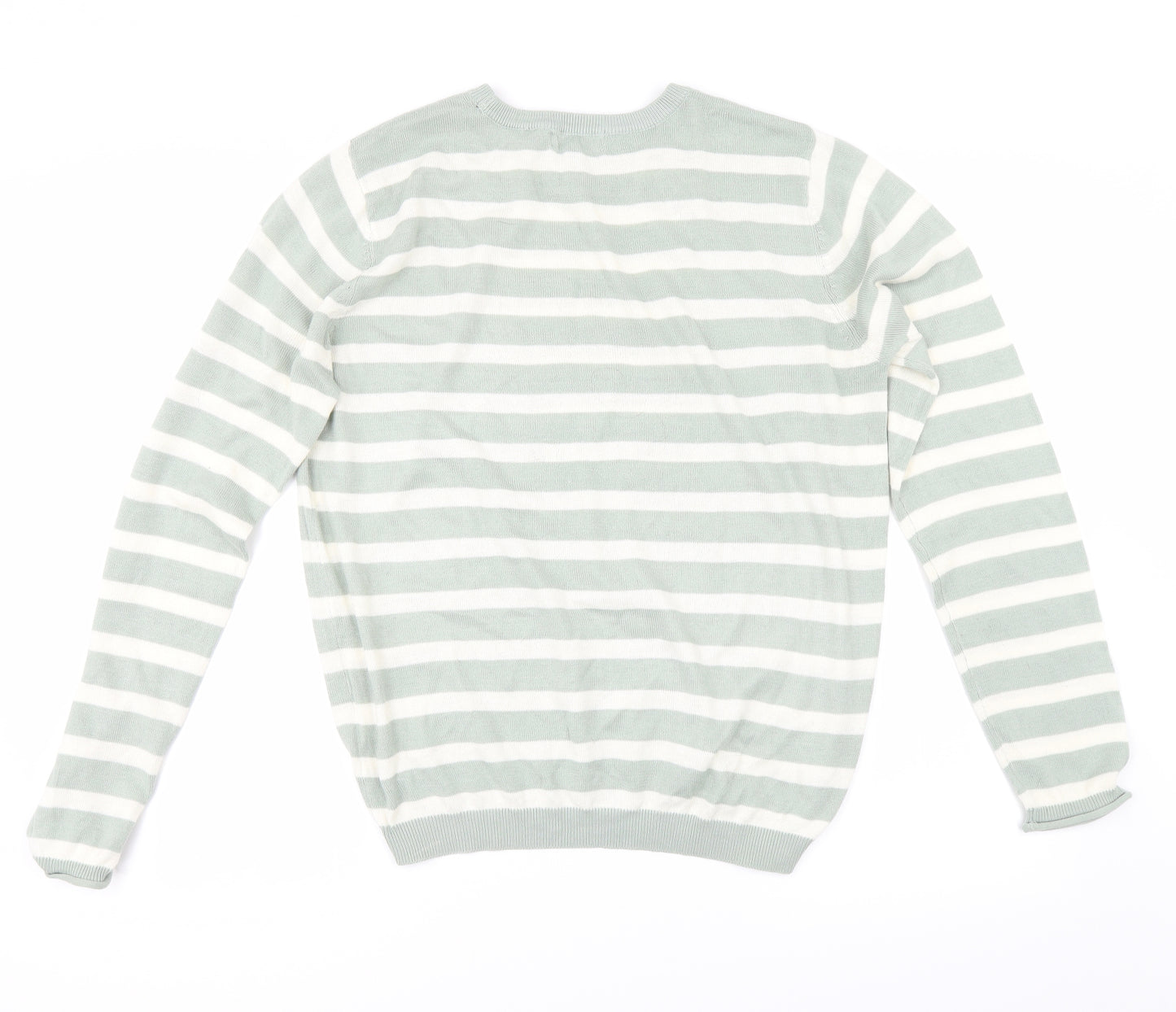 H&M Womens Green Striped  Pullover Jumper Size M
