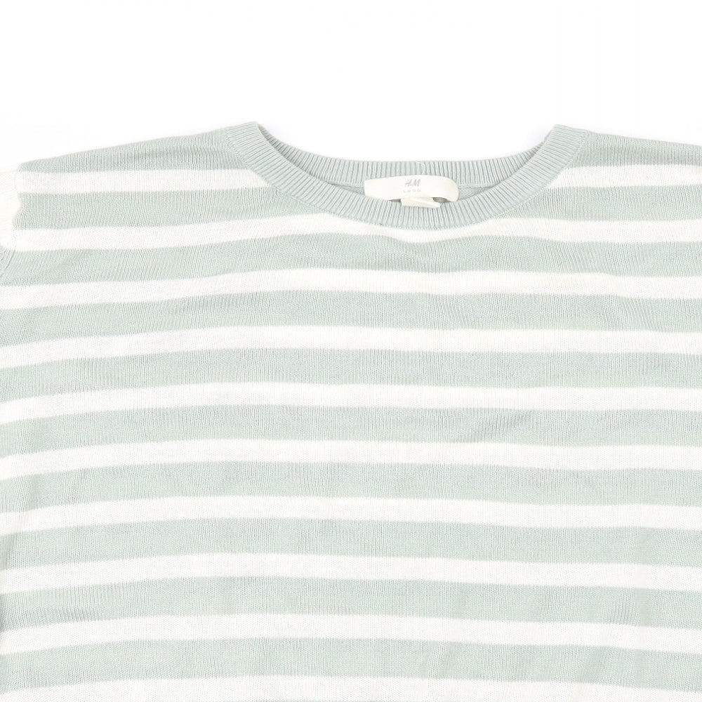 H&M Womens Green Striped  Pullover Jumper Size M