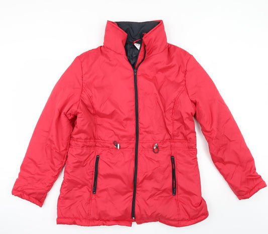 Front view of Anne De Lancay women’s red anorak jacket, size M