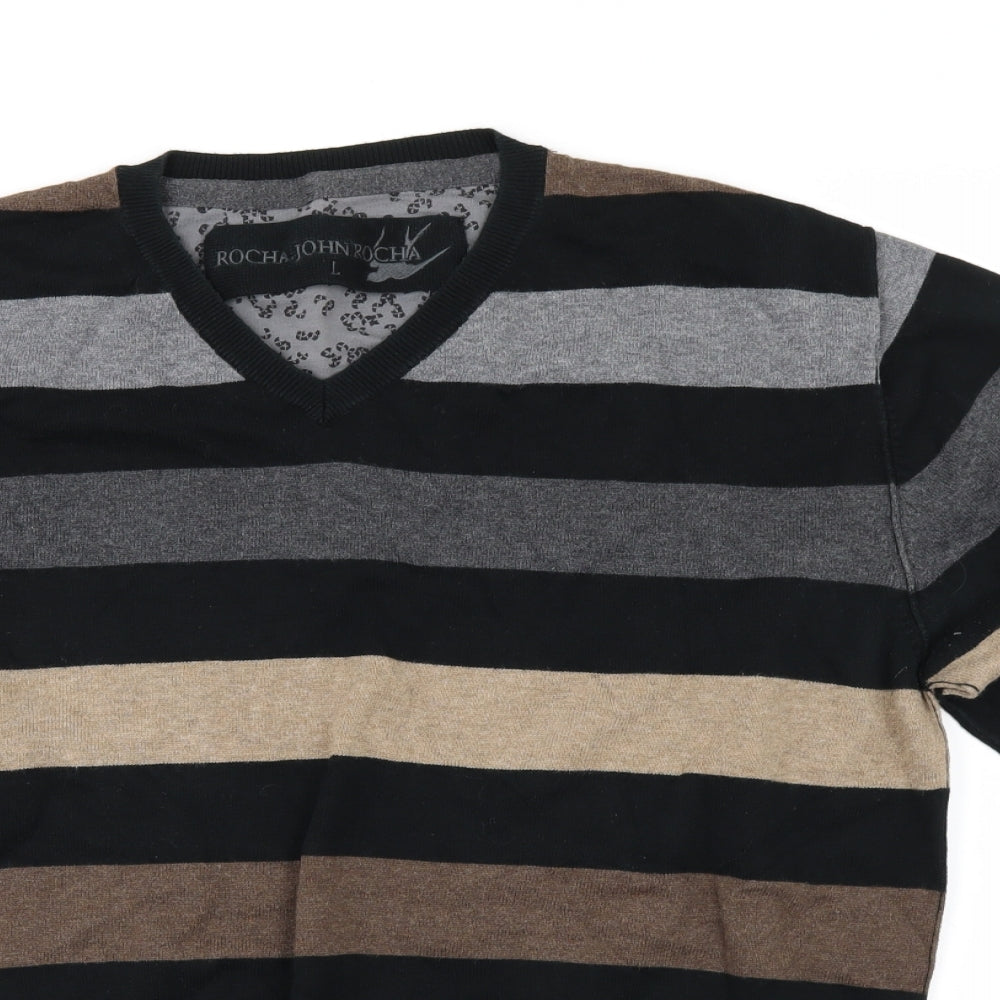 Debenhams Mens Black Striped  Pullover Jumper Size L