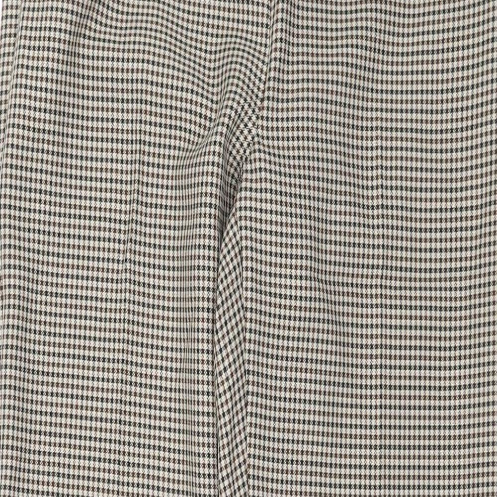 Marks and Spencer Womens Brown Check  Trousers  Size 10 L33 in