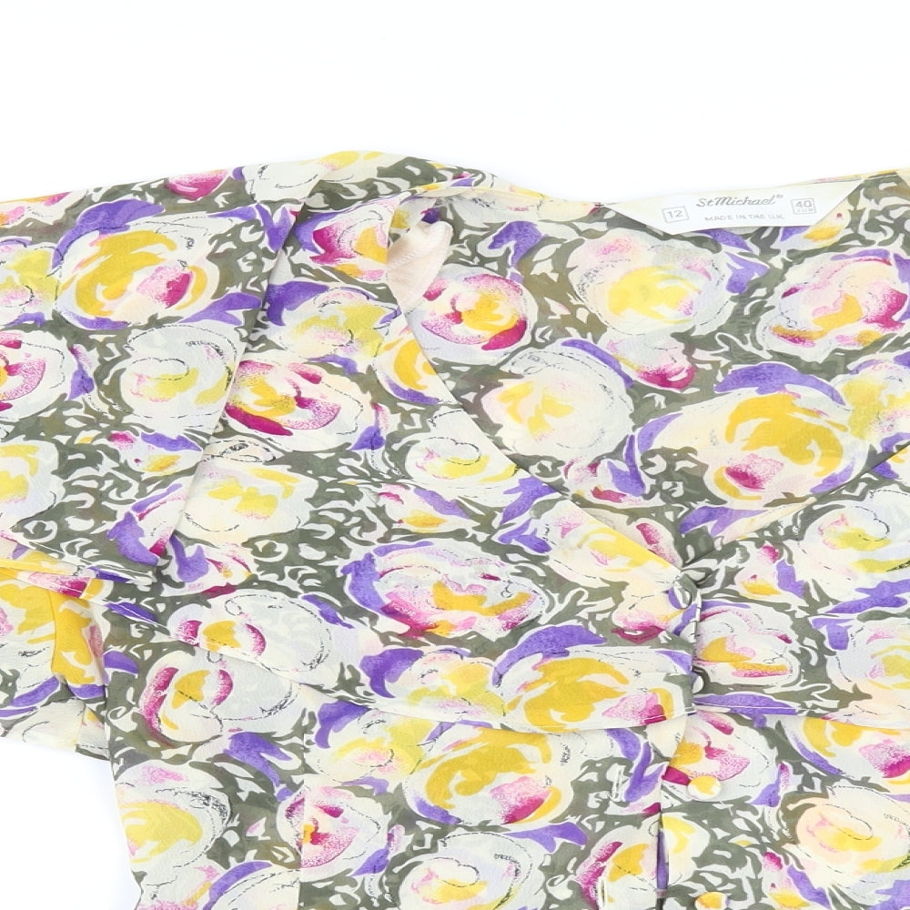 Marks and Spencer Womens Multicoloured Floral  Basic Button-Up Size 12